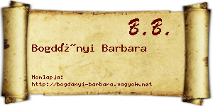 Bogdányi Barbara névjegykártya